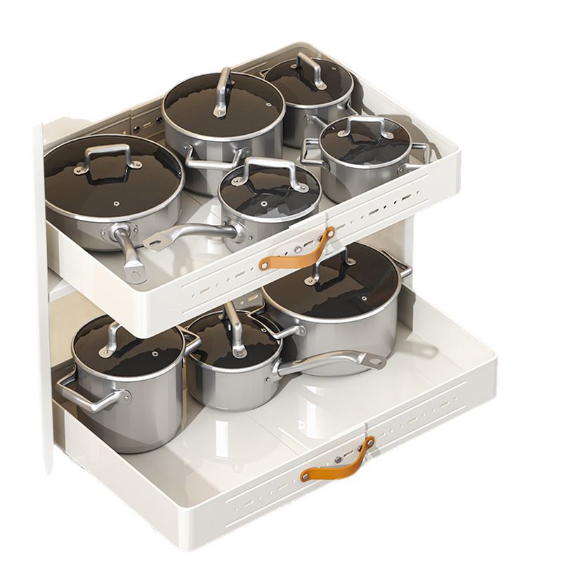 Adjustable Pull-Out Kitchen Cabinet Organizer Drawer Storage Rack for Pots and Pans Under Sink