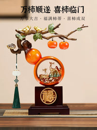 New Chinese Style Persimmon Gourd Ornament Set for Living Room Decor and Housewarming Gift