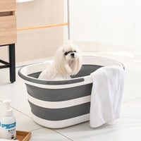 Foldable Pet Bath Tub with Wheels - Large Capacity Plastic Washing Basin for Cats, Dogs, and Rabbits - Portable Storage Bucket