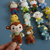 Hand-Knitted Zodiac Animal Doll Keychain Charms