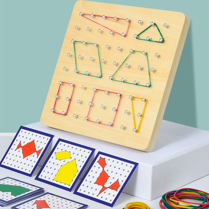 Montessori Wooden Geometric Pegboard Math Toy for Early Education