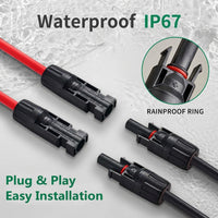 MC4 Solar Panel Extension Cable with Male/Female Connectors, 4/6 sq mm DC Photovoltaic Wire