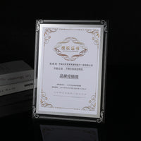 Crystal Clear Glass Photo Frame for Business License Certificates Awards Desktop Display