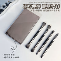 Little Sparrow Double-Ended Eyeshadow Brush Set with Mirror, Portable Eyeliner Makeup Brushes, Soft Bristle Kit