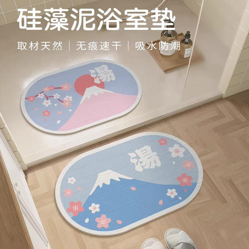 Diatomaceous Earth Bath Mat, Non-Slip Quick Dry Absorbent Hard Mat for Bathroom, Toilet, Shower