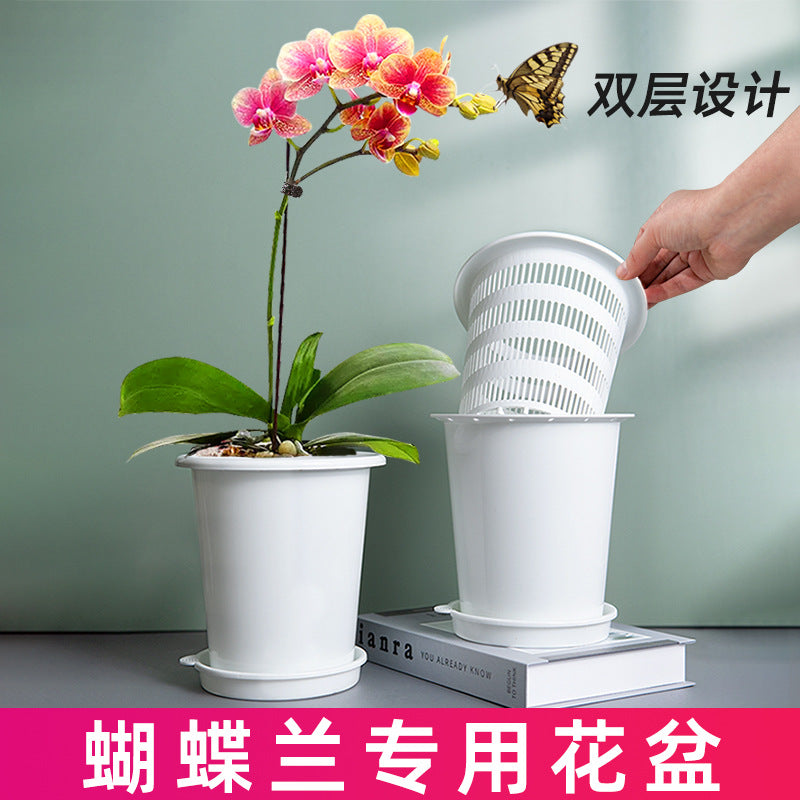Meishi Double-Layer Breathable Orchid Pot with Root Control for Phalaenopsis and Oncidium