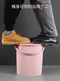 Multi-functional Portable Plastic Bucket with Lid for Bathing, Laundry, Storage, and Fishing