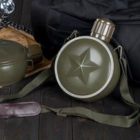 Portable Large Capacity Military Style 304 Stainless Steel Vacuum Insulated Water Bottle for Outdoor Travel and Training