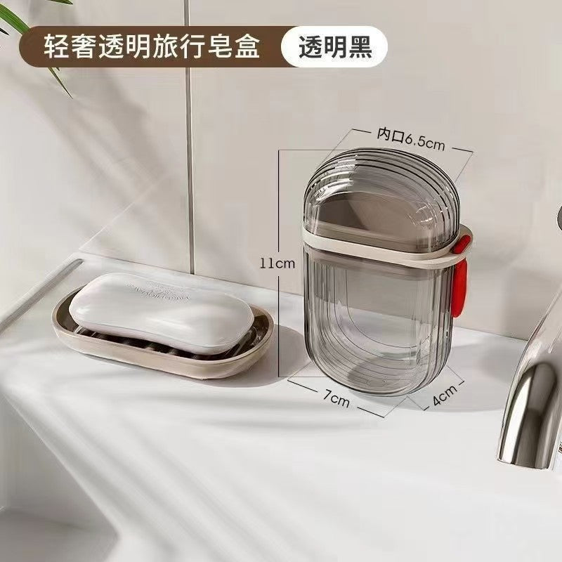 Travel Toothbrush Holder Set with Mouthwash Cup and Soap Box, Portable Couples Bathroom Kit