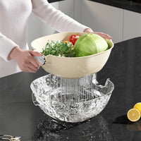 Double-Layer Kitchen Drain Basket for Washing Vegetables and Fruits