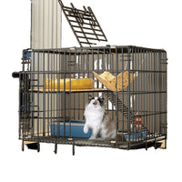 Foldable Indoor Cat Cage with Litter Box, Multi-Tier Large Space Cat Enclosure