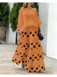 Women's Casual Printed Two-Piece Outfit with Top and Pants