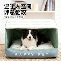 Semi-Enclosed Cave Pet Bed for Small to Extra Large Dogs, Warm Winter Indoor Dog House