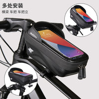 Wofilist Hard Shell Bicycle Front Frame Bag with Touchscreen Phone Holder, Waterproof MTB Cycling Pouch