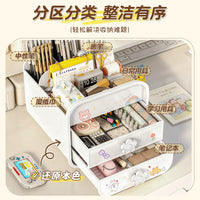Desktop Organizer with Multi-layer Drawers and Pen Holder for Students and Office