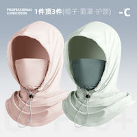Unisex Ice Silk Cooling 3-in-1 Sun Protection Face Mask with Shoulder Cover for Cycling