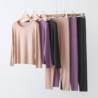Women's Modal Thermal Underwear Set Thin Long Sleeve Top and Pants