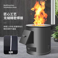 Portable Wood-Burning Stove with Large Iron Pot for Outdoor and Indoor Use