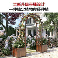 Wooden Garden Arch with Planter Boxes and Trellis Gate for Climbing Plants, Outdoor Patio Decor