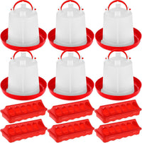 12-Piece Poultry Feeder and Waterer Set with Flip-Top Design for Chickens, Ducks, and Geese