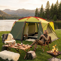 Outdoor Camping Tent for 3-4 People, Double Layer, Sun Protection, Rainproof, Thickened