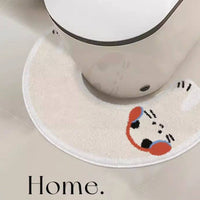 Cute Cat U-Shaped Toilet Mat Anti-Slip Splash-Proof Bathroom Faux Cashmere Absorbent Pad
