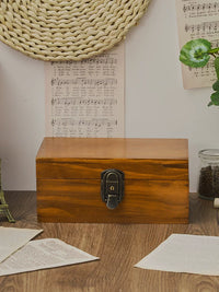 Japanese Retro Wooden Storage Box with Lock for Desktop Sundries and Jewelry