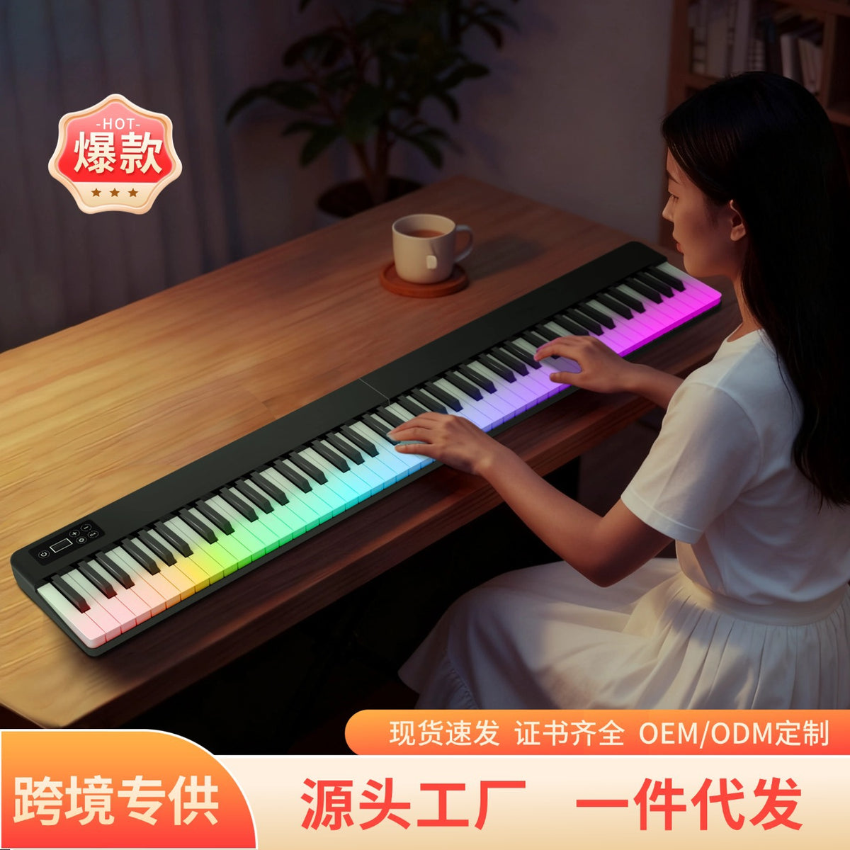 KASHIMAN 88-Key Magnetic Foldable Digital Piano Portable Electronic Keyboard for Professional Practice and Exams