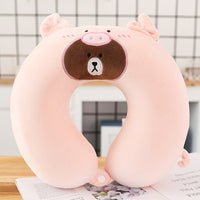Cartoon Memory Foam U-Shaped Neck Pillow for Travel and Neck Support
