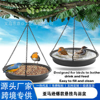 Hanging Bird Bath and Feeder for Outdoor Gardens - Double-Layer Fruit Plate Design