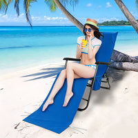 Microfiber Absorbent Quick-Dry Beach Chair Cover Towel with Side Pockets