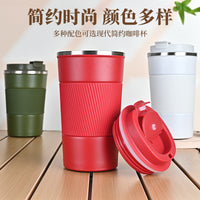 American Style 304 Stainless Steel Coffee Mug with Silicone Sleeve, Portable Insulated Water Bottle for Office and Car