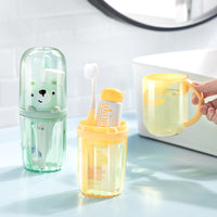 Portable Travel Toothbrush and Mouthwash Cup Set - 3-in-1 Food Grade Couple Wash Cup