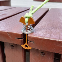 Outdoor Deck Gap Spring Fixed Fishbone Tent Pegs with Windproof Rope Buckle