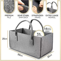 Felt Firewood Basket Log Carrier Bag for Fireplace Picnic Home Storage Organizer