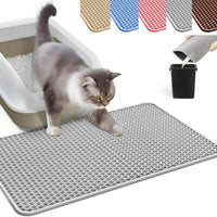 Double Layer EVA Cat Litter Mat, Traps Litter from Paws, Waterproof and Easy to Clean
