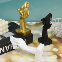 Silent Gold Mask Figurine Earring Display Stand Resin Craft Ornament for Home Decor