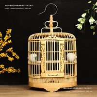 Large Engraved Bird Cage for Myna and Thrush, Complete Set with Bathing Cage, Carved Birdcage