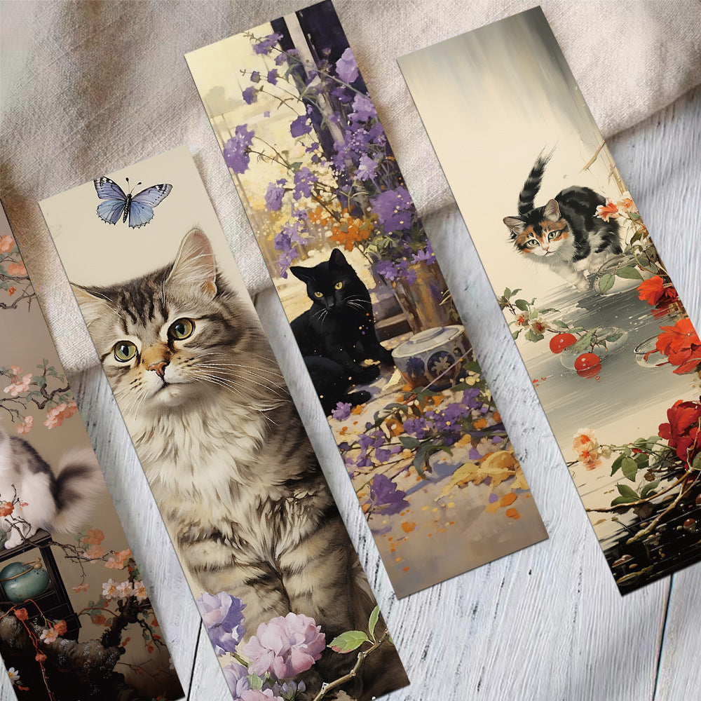 30-Pack Vintage Japanese Cat Bookmark Set for Reading, Gifts, and Message Cards