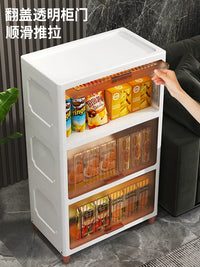 Slim Storage Cabinet with Flip-Top Lid for Kitchen Bathroom Living Room