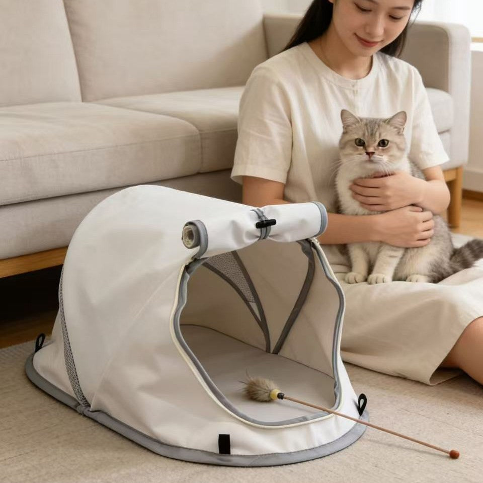 Portable Pet Tent for Cats and Small Dogs, Outdoor/Indoor Sunshade Shelter for Camping and Picnics