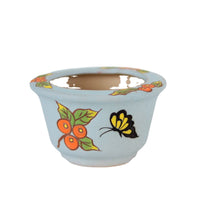 Hand-Painted Ceramic Succulent Planter with Butterfly Relief for Desktop Decor