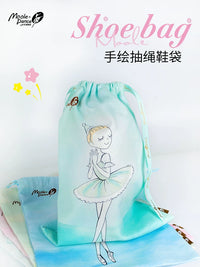 Ballet Dance Shoe Bag with Drawstring for Kids and Adults, Printed Storage Pouch for Pointe, Jazz, and Lyrical Shoes
