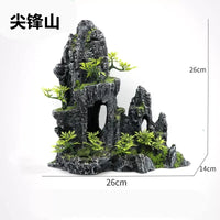 Aquarium Mountain Ornament Resin Fish Tank Decoration Rockery Landscape for Turtle Habitat
