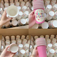 Disposable Birthday Party Paper Cups for Kids - Thickened 250ml