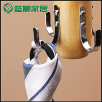 Solid Wood Multi-functional Tie Belt Scarf Hanger with Hooks for Bags Hats