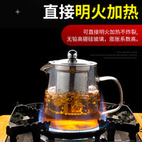 Heat-Resistant Glass Teapot with Stainless Steel Infuser and Cups for Home Use