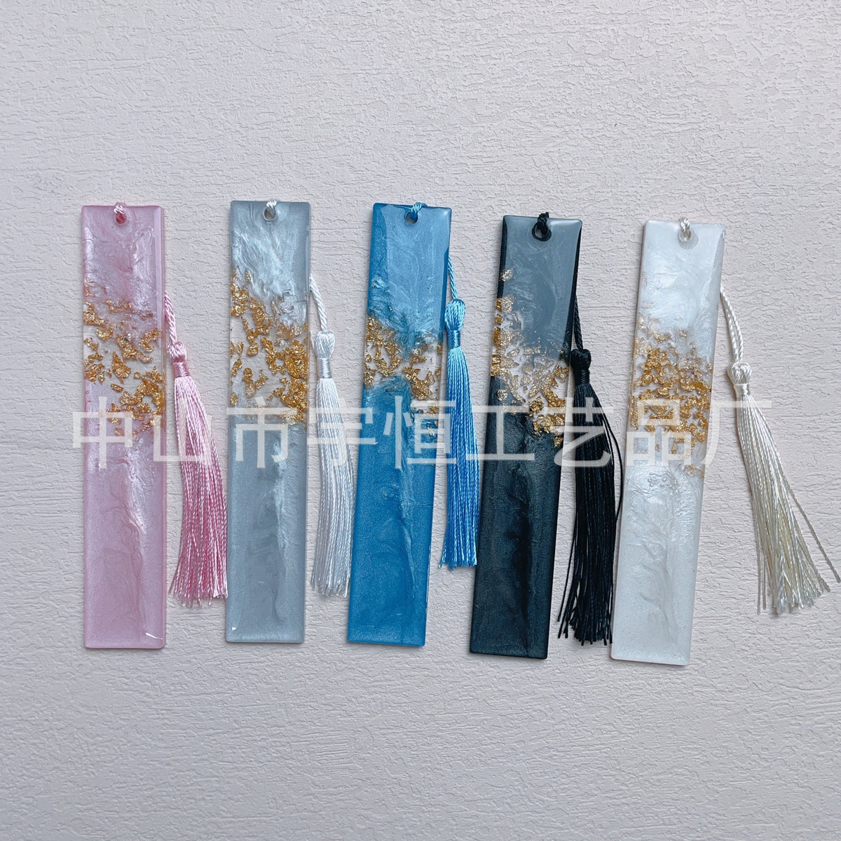 Resin Gold Foil Bookmark with Tassel, Handmade Decorative Book Marker for Readers and Gifts
