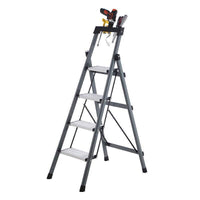 Foldable Carbon Steel A-Frame Ladder for Home and Outdoor Use, Portable Telescopic Step Stool