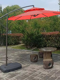 Outdoor Cantilever Patio Umbrella with Water Base, UV Protection Sunshade for Garden & Market